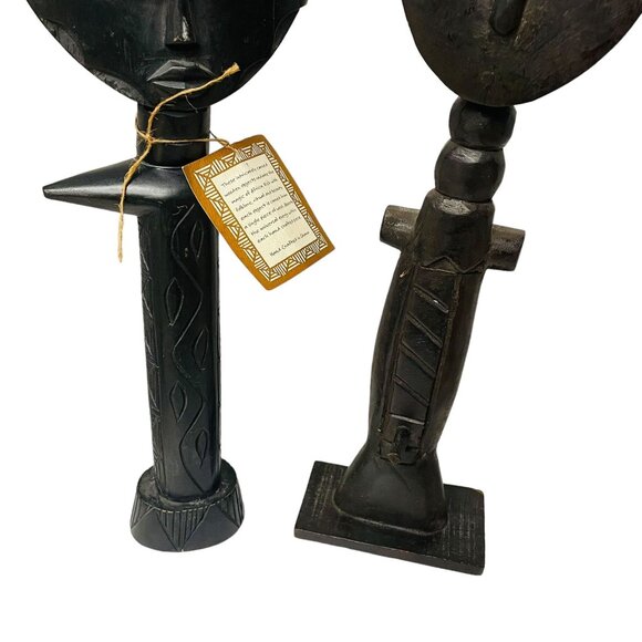 Handcrafted African Wooden Statues From Ghana 18" - Picture 4 of 8